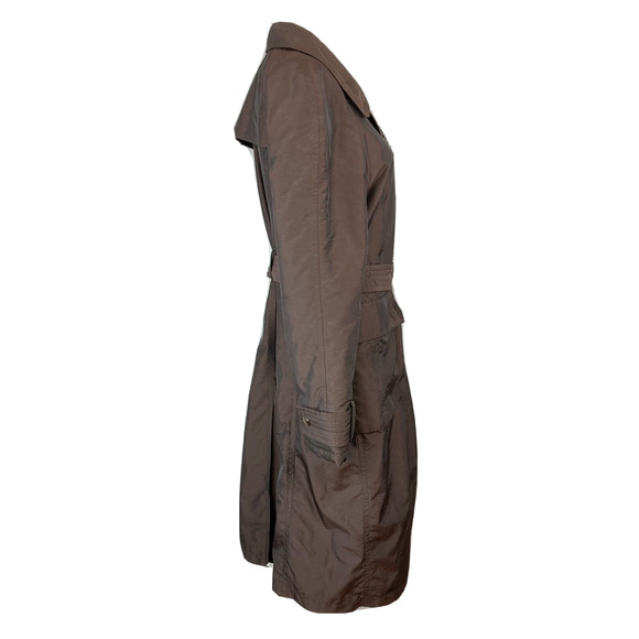 Ensign Coat Womens Sz M Brown Belted Snap Button Puff Insulated Softshell Trench - Picture 2 of 9